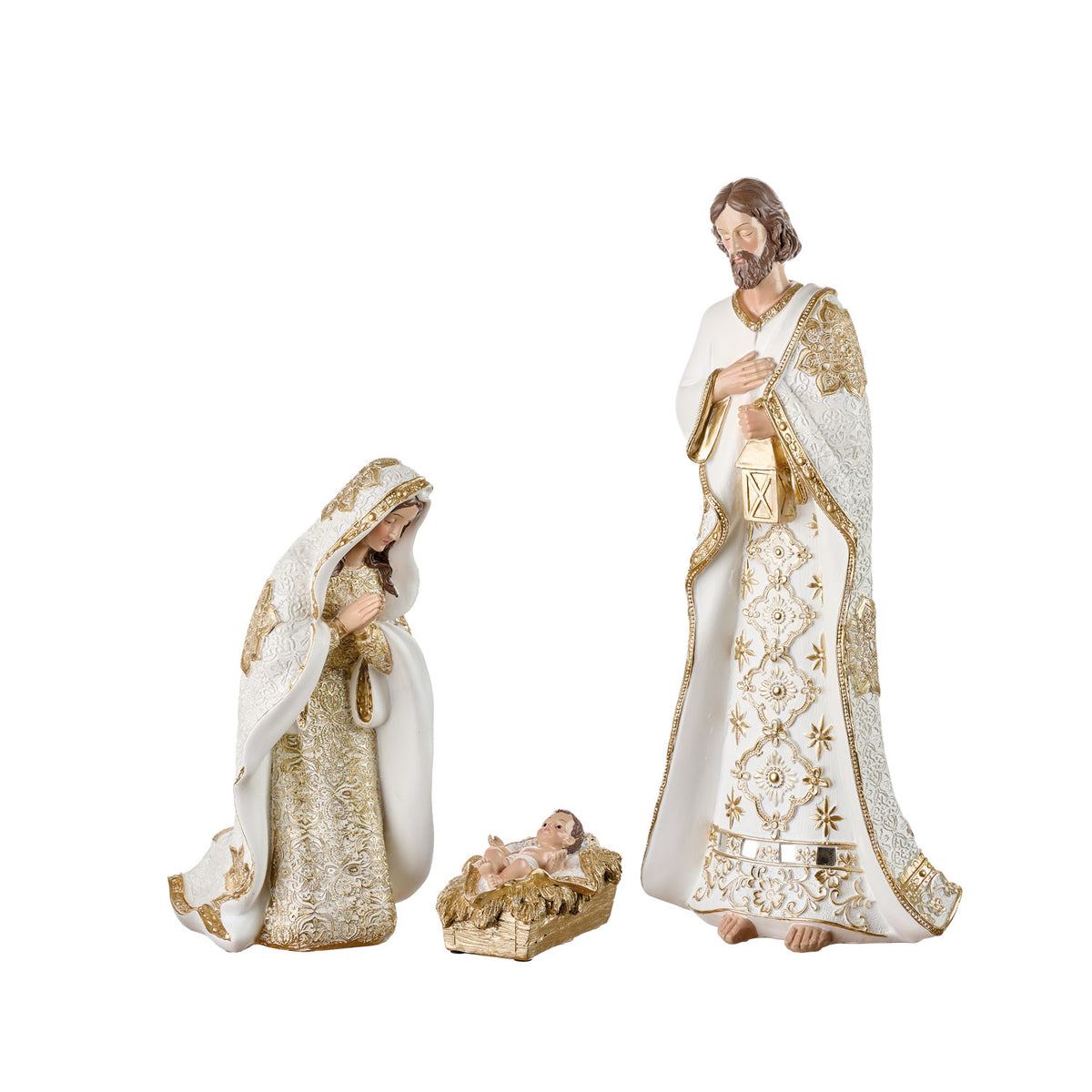 Natividade Branca e Dourada 3 Peças