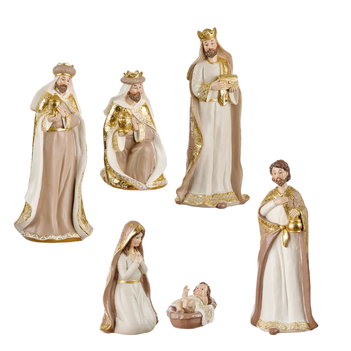 Presépio Bege e Dourado 6 Peças