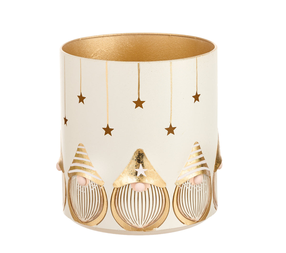 Porta-Velas Gnomo Dourado Grande