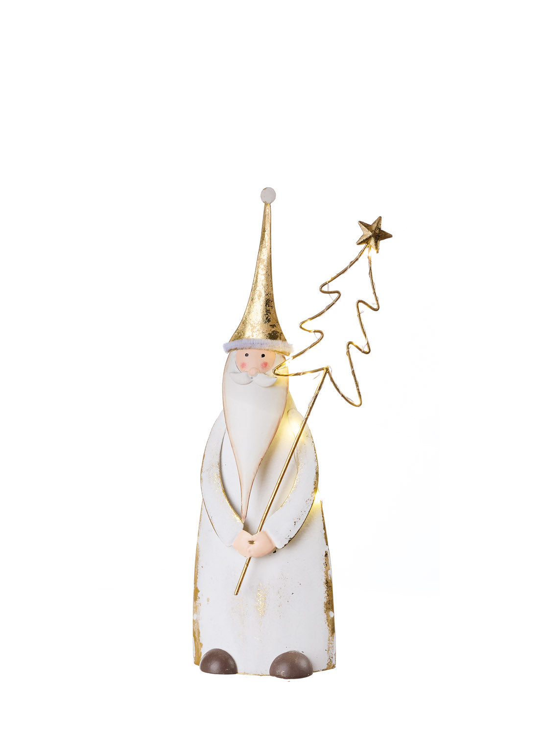 Pai Natal Branco e Dourado com LED Médio